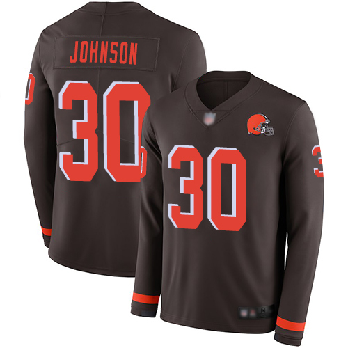 Cleveland Browns D Ernest Johnson Men Brown Limited Jersey #30 NFL Football Therma Long Sleeve->cleveland browns->NFL Jersey